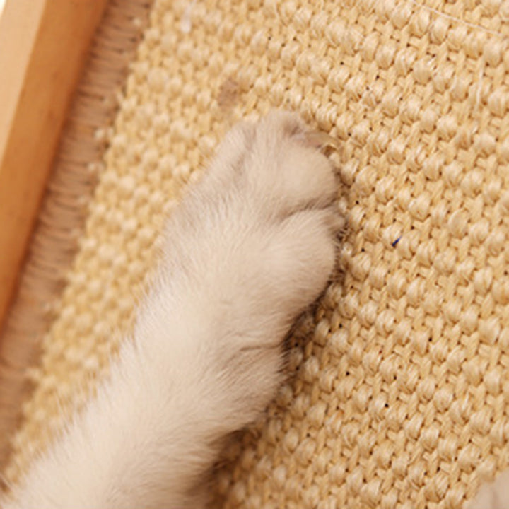 Contemporary Scandinavian Rectangular Multi-Layer Solid Wood Panel Sisal Felt Cat Tree For Living Room