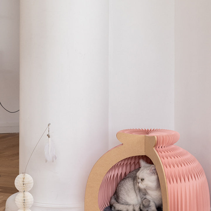 Moderne Art Deco Runde Kraftpapier OSB-Platte Filz Brötchenförmiges Faltbares Katzenbett Für Schlafzimmer 