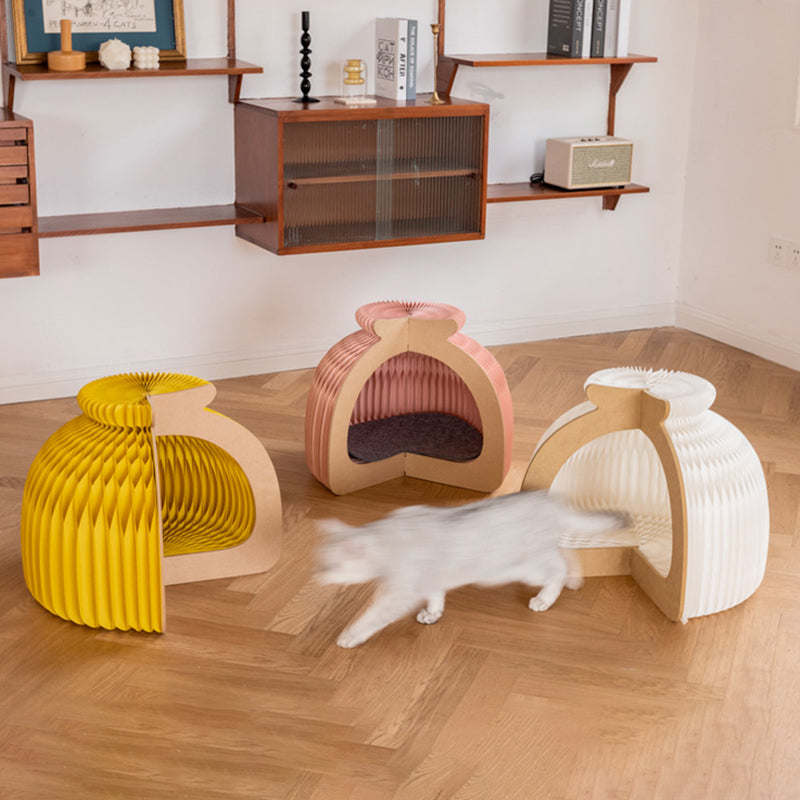 Lit pour chat pliable en feutre, en forme de petit pain, en carton OSB et papier kraft rond, style Art déco moderne, pour chambre à coucher 
