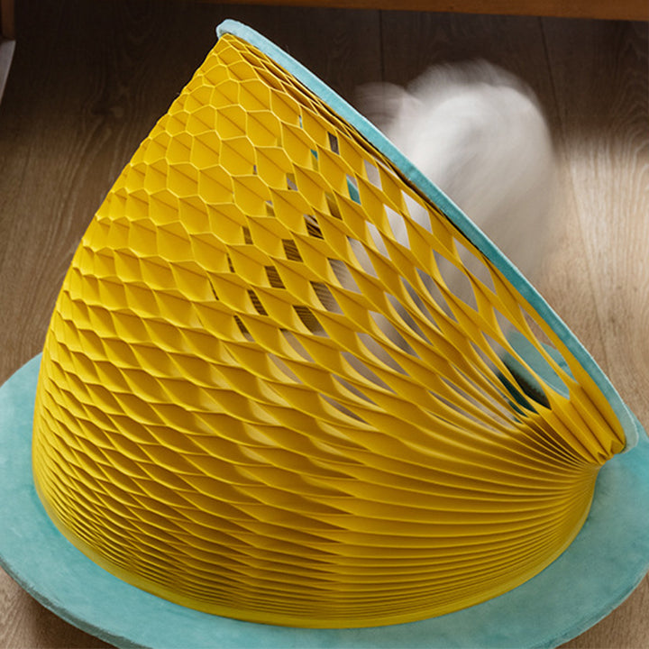 Lit pour chat pliable en tissu velours, panneau OSB et papier kraft rond Art déco moderne pour chambre à coucher 