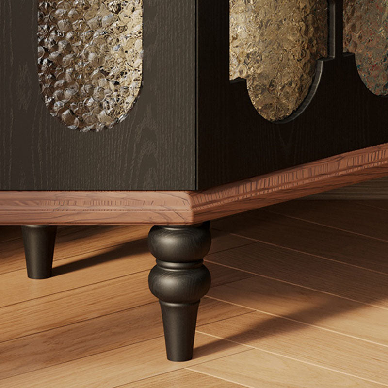 Traditional French Rectangular Ash Wood Glass Corner Cabinet 4-Tier 1-Cabinet For Living Room &amp; Bedroom