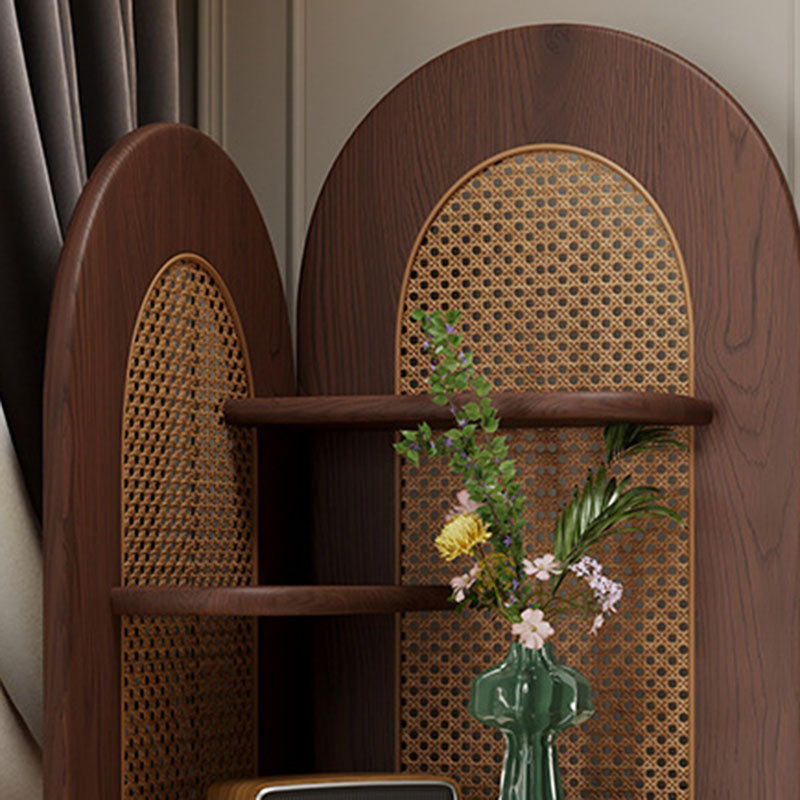 Traditional French Rectangular Ash Wood Glass Corner Cabinet 4-Tier 1-Cabinet For Living Room &amp; Bedroom