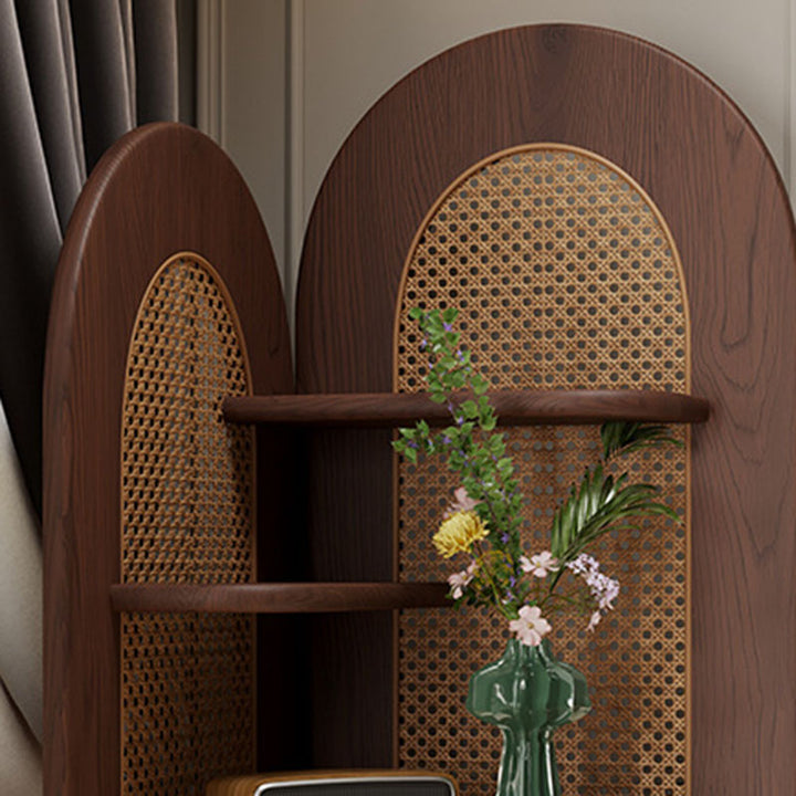 Traditional French Rectangular Ash Wood Glass Corner Cabinet 4-Tier 1-Cabinet For Living Room &amp; Bedroom