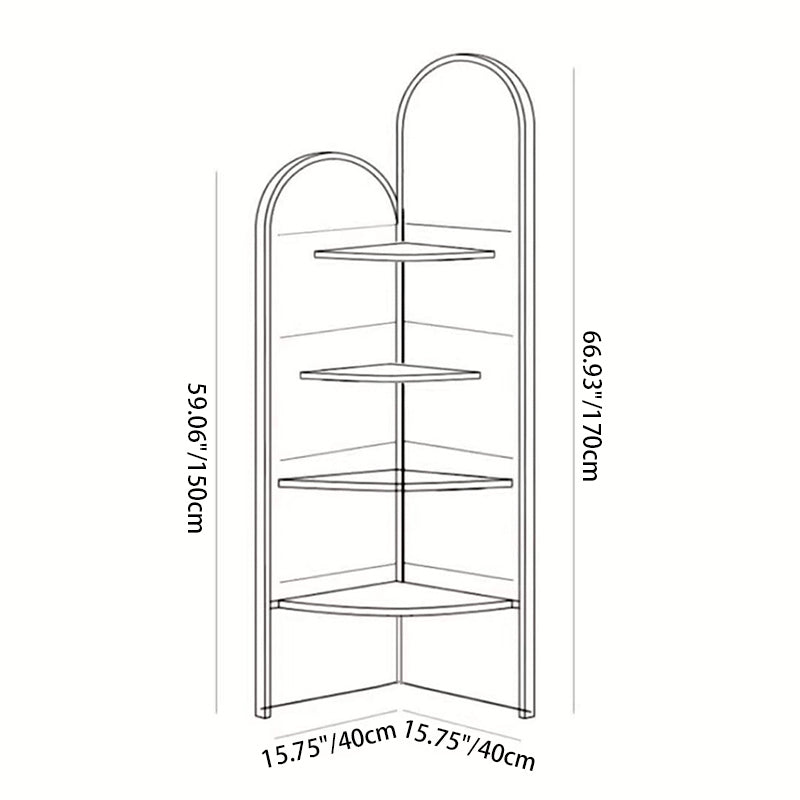 Traditional French Rectangular Medium-Density Fiberboard Crystal Porcelain Painting Corner Shelf Unit 4-Tier For Living Room
