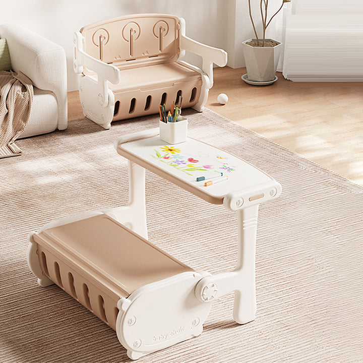 Ensemble contemporain créatif de bureau et chaise rectangulaire en HDPE avec 1 meuble de rangement pour salon 
