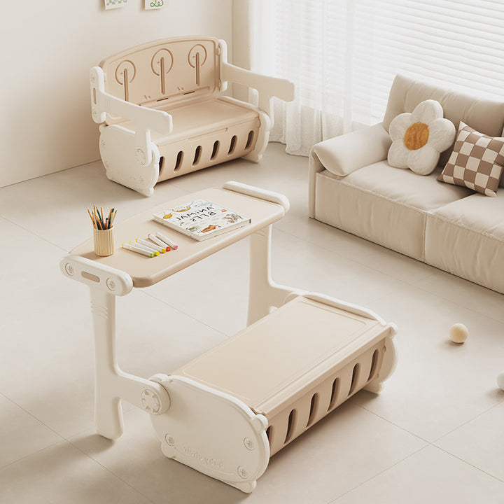 Ensemble contemporain créatif de bureau et chaise rectangulaire en HDPE avec 1 meuble de rangement pour salon 