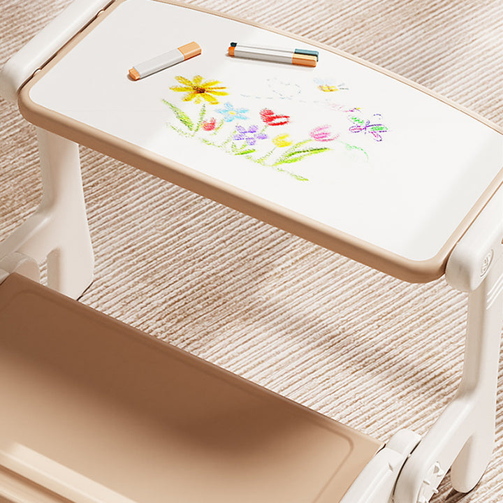 Conjunto de Escritorio y Silla Rectangular de HDPE Creativo Contemporáneo con 1 Gabinete de Almacenamiento para Sala de Estar 