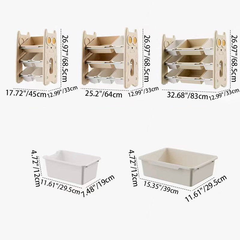 Contemporary Creative Rectangular HDPE Iron PE Storage Shelf 3/4-Tier For Living Room &amp; Bedroom