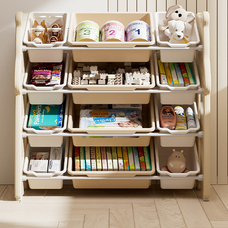 Contemporary Creative Rectangular HDPE Iron PE Storage Shelf 3/4-Tier For Living Room &amp; Bedroom