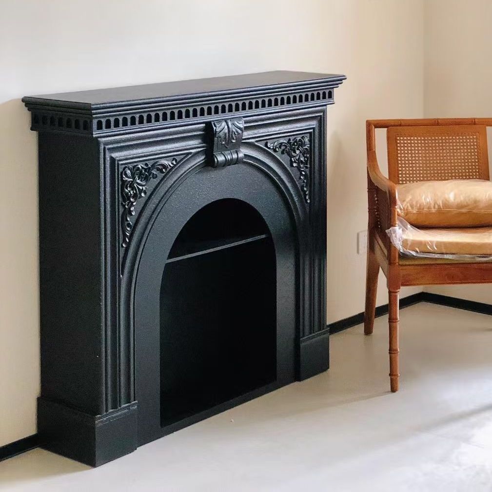Traditional French Square High-Density Fiberboard Mantel 2-Tier Storage For Living Room