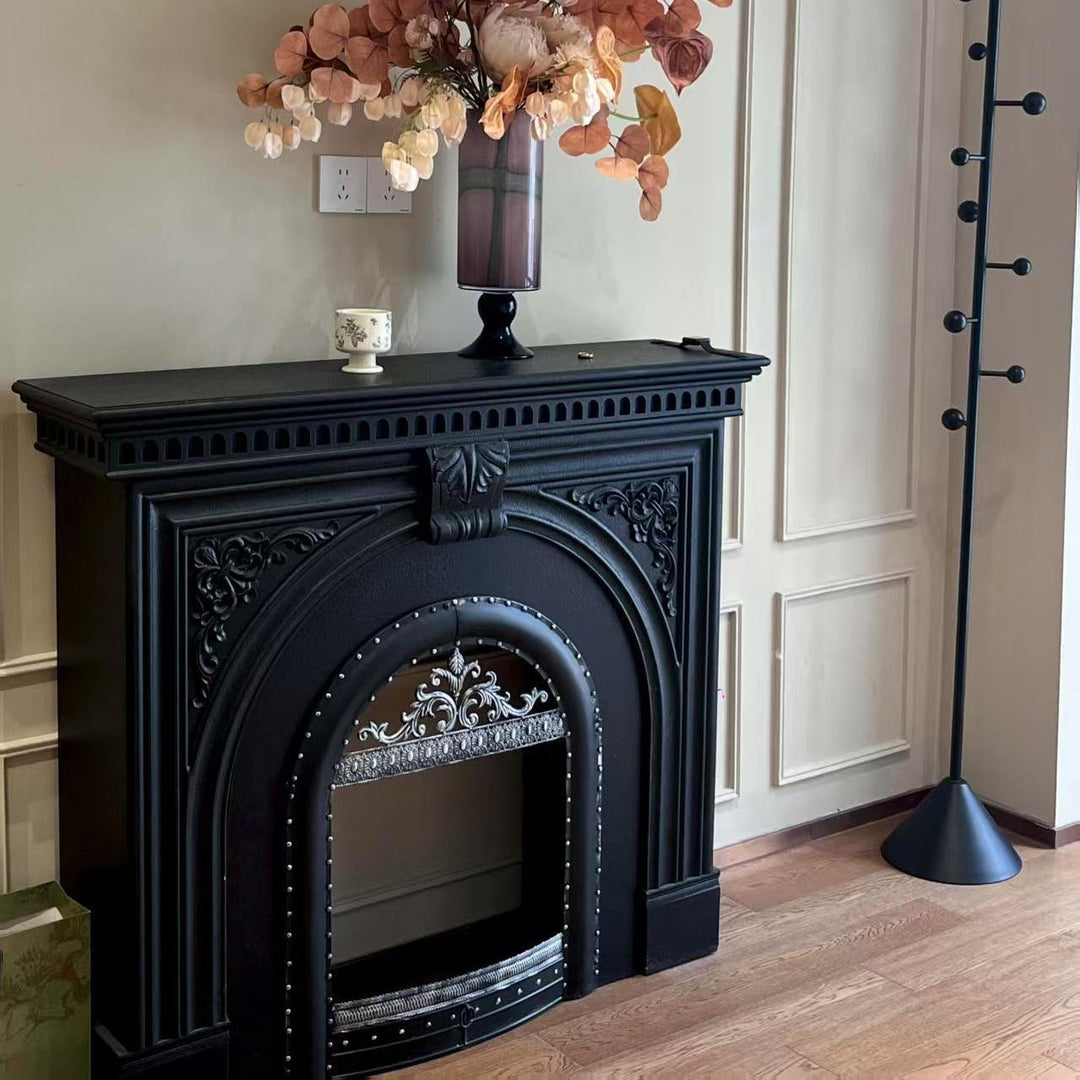 Traditional French Square High-Density Fiberboard Mantel 2-Tier Storage For Living Room