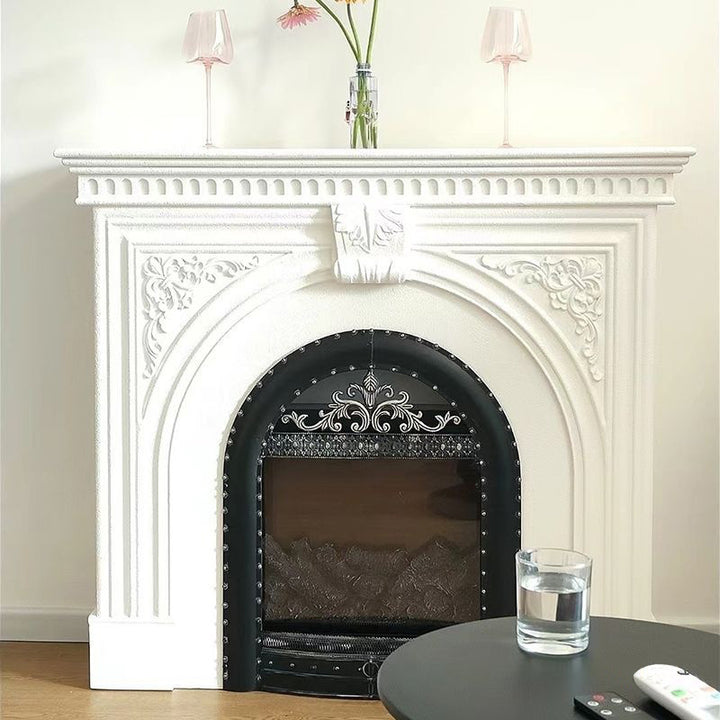 Traditional French Square High-Density Fiberboard Mantel 2-Tier Storage For Living Room