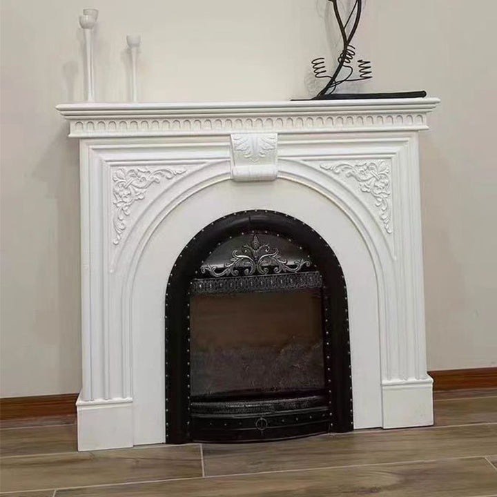 Traditional French Square High-Density Fiberboard Mantel 2-Tier Storage For Living Room