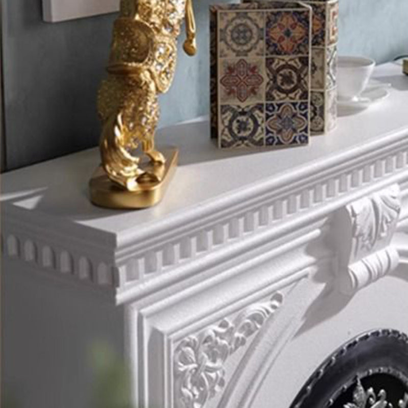 Traditional French Square High-Density Fiberboard Mantel 2-Tier Storage For Living Room