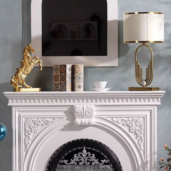 Traditional French Square High-Density Fiberboard Mantel 2-Tier Storage For Living Room