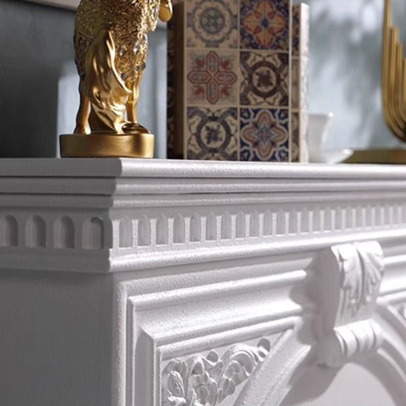 Traditional French Square High-Density Fiberboard Mantel 2-Tier Storage For Living Room