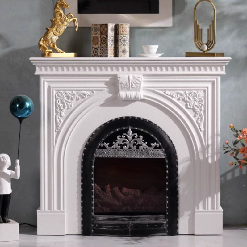 Traditional French Square High-Density Fiberboard Mantel 2-Tier Storage For Living Room