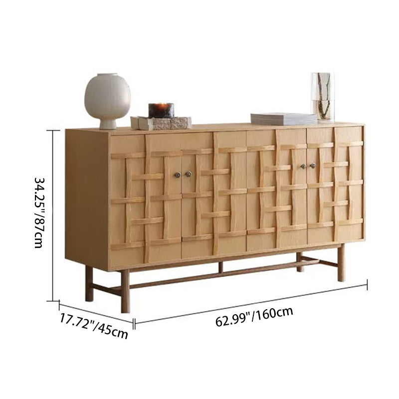 Traditional Japanese Rectangular Solid Pine Wood Multi-Layer Solid Wood Panel Storage Cabinet 2-Cabinet For Living Room &amp; Bedroom