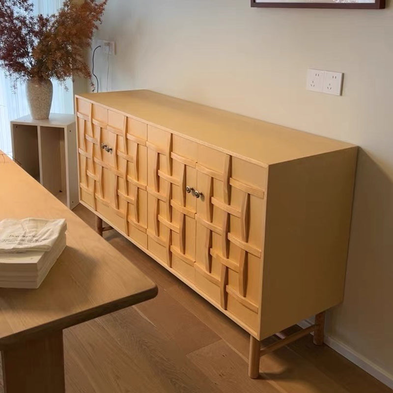 Traditional Japanese Rectangular Solid Pine Wood Multi-Layer Solid Wood Panel Storage Cabinet 2-Cabinet For Living Room &amp; Bedroom