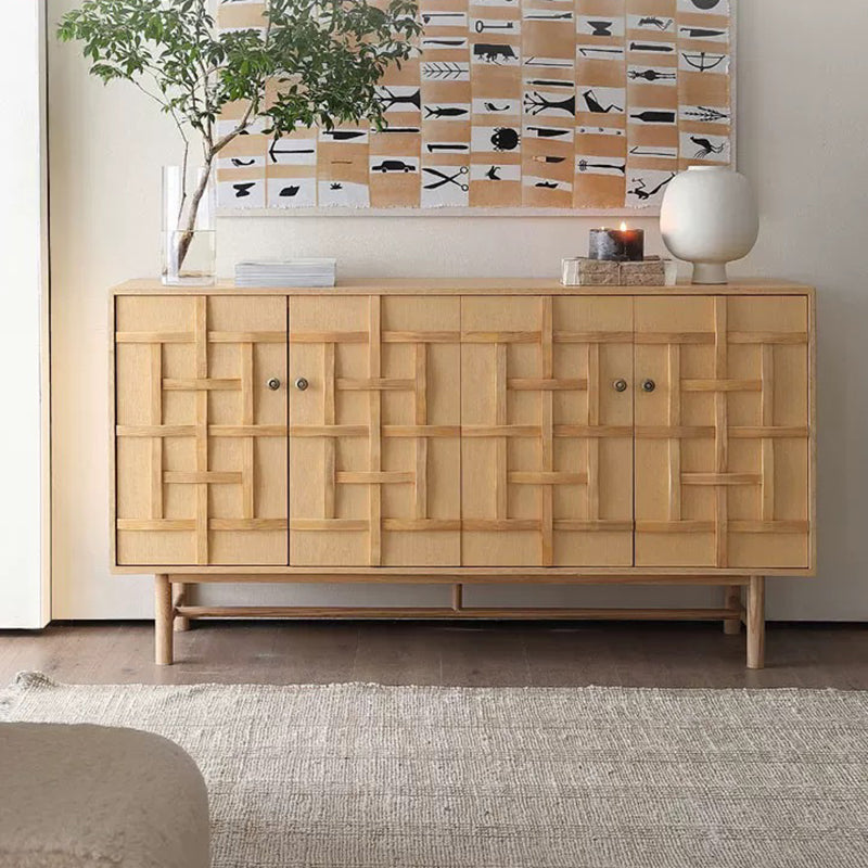 Traditional Japanese Rectangular Solid Pine Wood Multi-Layer Solid Wood Panel Storage Cabinet 2-Cabinet For Living Room &amp; Bedroom