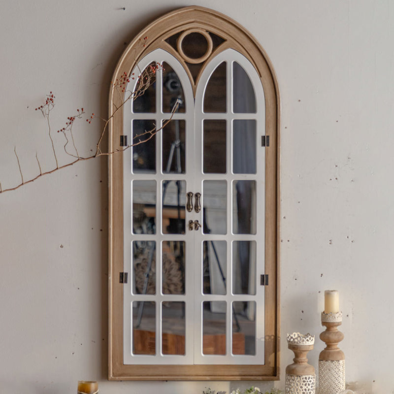 Miroir décoratif pleine longueur traditionnel rectangulaire de ferme en cèdre et panneau de fibres à densité moyenne avec verre pour salon et entrées 