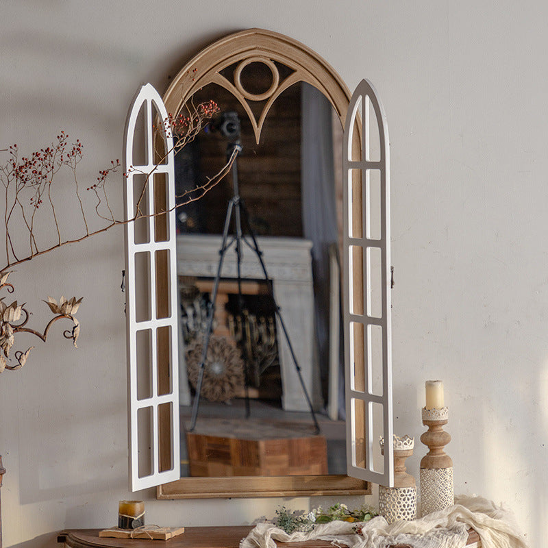 Miroir décoratif pleine longueur traditionnel rectangulaire de ferme en cèdre et panneau de fibres à densité moyenne avec verre pour salon et entrées 