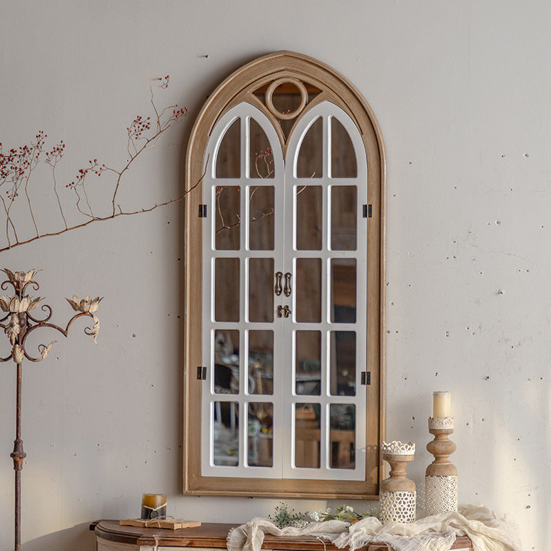 Miroir décoratif pleine longueur traditionnel rectangulaire de ferme en cèdre et panneau de fibres à densité moyenne avec verre pour salon et entrées 
