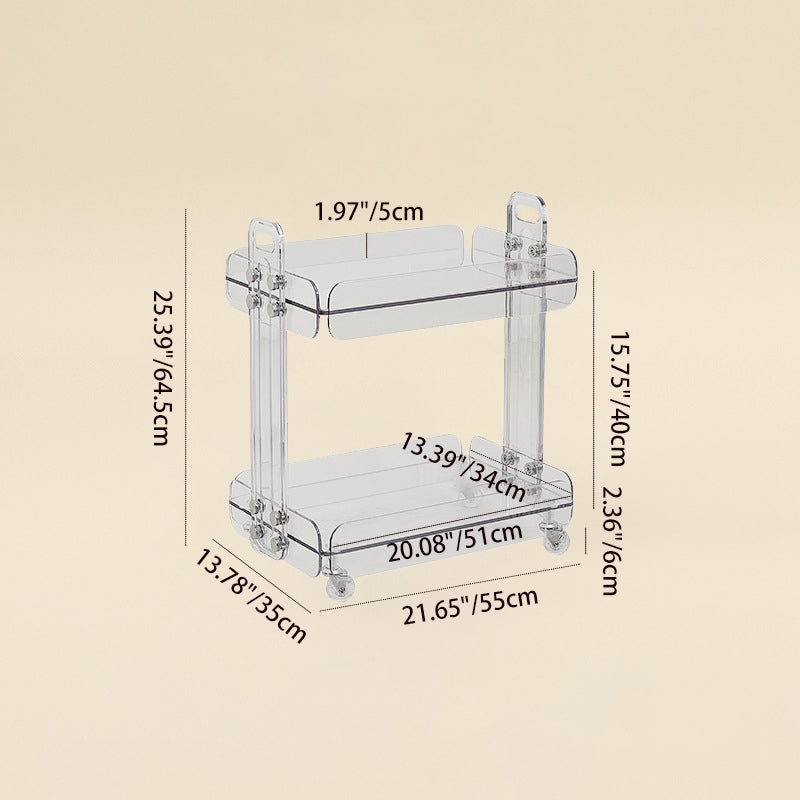 Contemporary Scandinavian Rectangular PC Movable Storage Shelf Side Table 2-Tier For Living Room