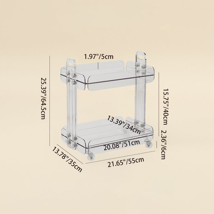 Contemporary Scandinavian Rectangular PC Movable Storage Shelf Side Table 2-Tier For Living Room