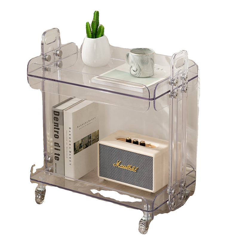 Contemporary Scandinavian Rectangular PC Movable Storage Shelf Side Table 2-Tier For Living Room