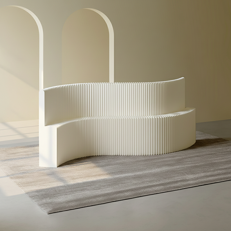 Moderner Art Deco Rechteckiger Gebogener Kraftpapier Acryl Faltbarer Raumteiler Für Wohnzimmer 