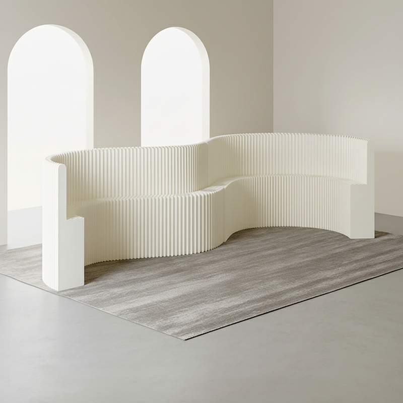 Moderner Art Deco Rechteckiger Gebogener Kraftpapier Acryl Faltbarer Raumteiler Für Wohnzimmer 