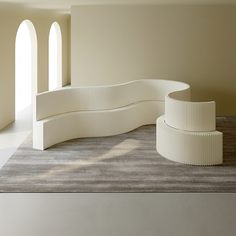 Moderner Art Deco Rechteckiger Gebogener Kraftpapier Acryl Faltbarer Raumteiler Für Wohnzimmer 