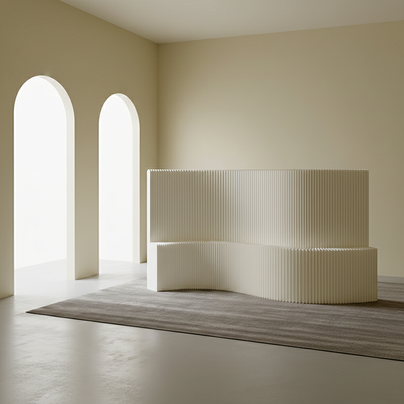 Moderner Art Deco Rechteckiger Gebogener Kraftpapier Acryl Faltbarer Raumteiler Für Wohnzimmer 