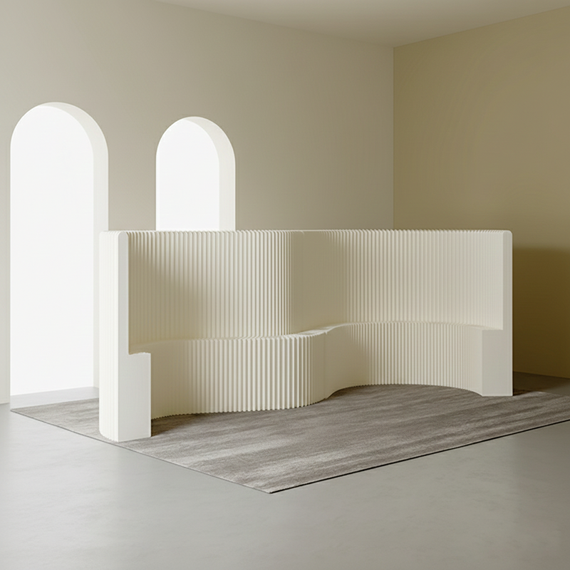 Moderner Art Deco Rechteckiger Gebogener Kraftpapier Acryl Faltbarer Raumteiler Für Wohnzimmer 