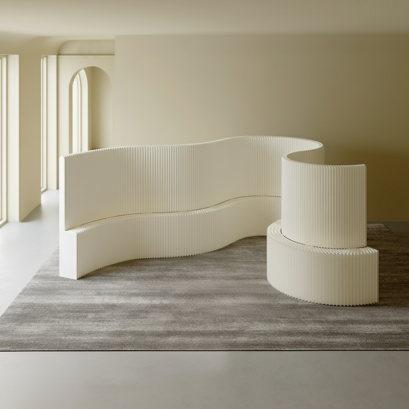 Moderner Art Deco Rechteckiger Gebogener Kraftpapier Acryl Faltbarer Raumteiler Für Wohnzimmer 