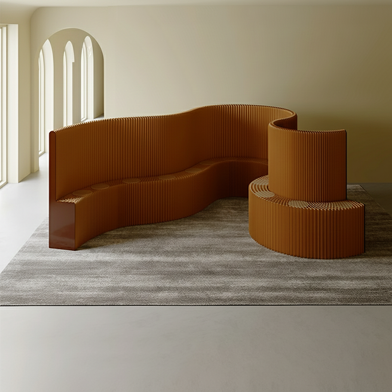 Moderner Art Deco Rechteckiger Gebogener Kraftpapier Acryl Faltbarer Raumteiler Für Wohnzimmer 