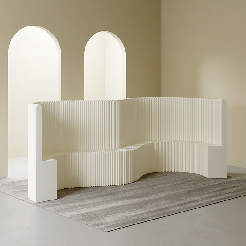 Moderner Art Deco Rechteckiger Gebogener Kraftpapier Acryl Faltbarer Raumteiler Für Wohnzimmer 