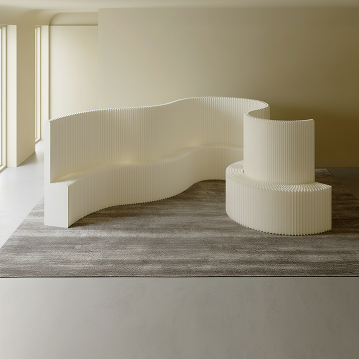Moderner Art Deco Rechteckiger Gebogener Kraftpapier Acryl Faltbarer Raumteiler Für Wohnzimmer 