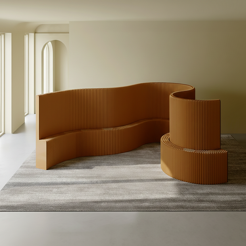 Moderner Art Deco Rechteckiger Gebogener Kraftpapier Acryl Faltbarer Raumteiler Für Wohnzimmer 