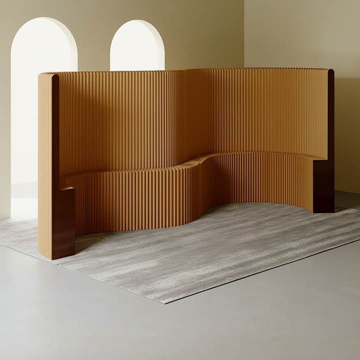 Moderner Art Deco Rechteckiger Gebogener Kraftpapier Acryl Faltbarer Raumteiler Für Wohnzimmer 