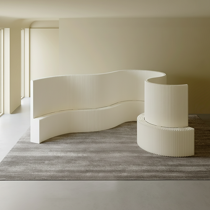 Moderner Art Deco Rechteckiger Gebogener Kraftpapier Acryl Faltbarer Raumteiler Für Wohnzimmer 