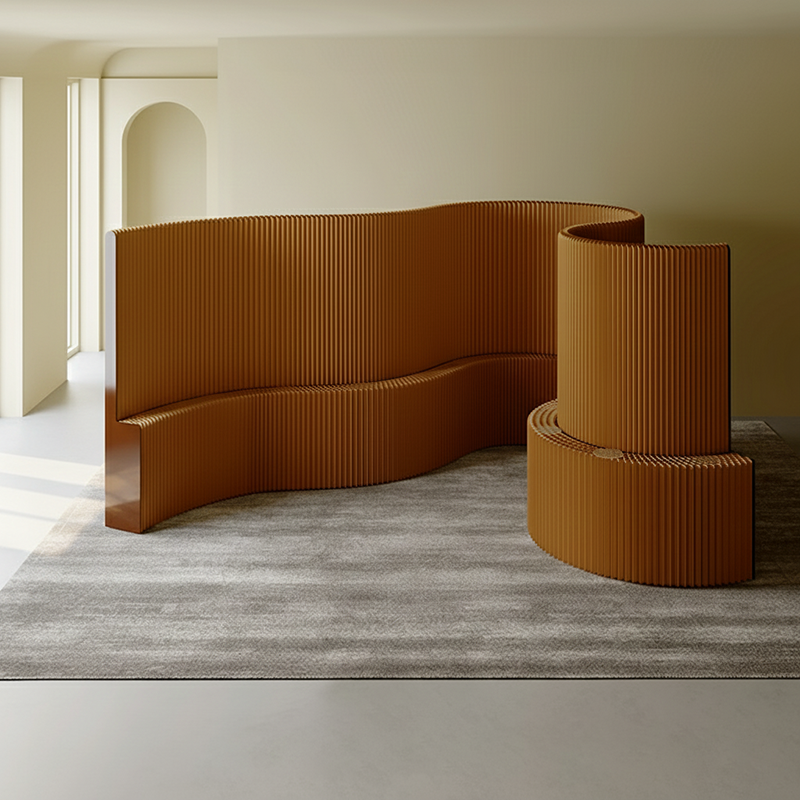 Moderner Art Deco Rechteckiger Gebogener Kraftpapier Acryl Faltbarer Raumteiler Für Wohnzimmer 