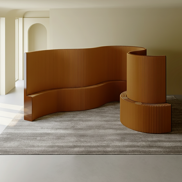 Moderner Art Deco Rechteckiger Gebogener Kraftpapier Acryl Faltbarer Raumteiler Für Wohnzimmer 