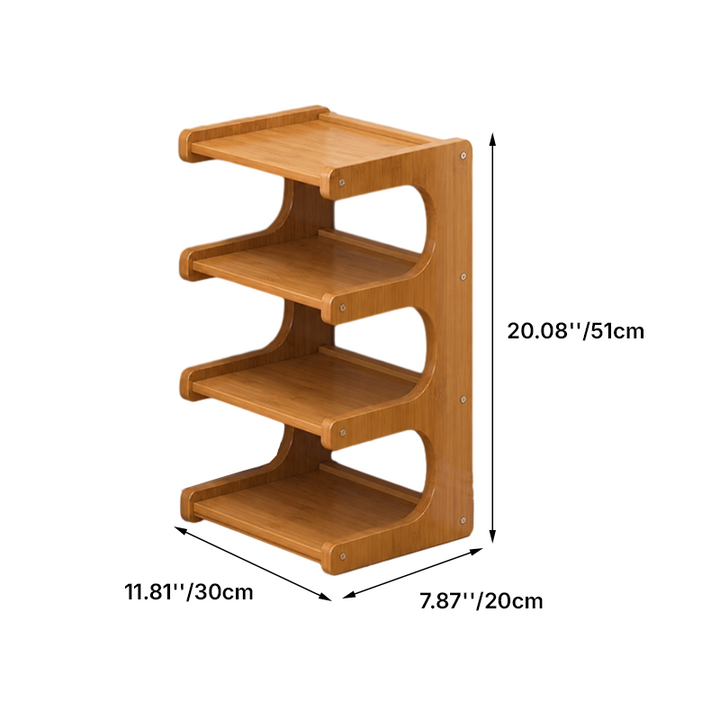 Contemporary Scandinavian Rectangular Nan Bamboo Medium-Density Fiberboard Storage Shelf Shoe Storage 2/3/4/5/6-Tier For Entryways &amp; Living Room