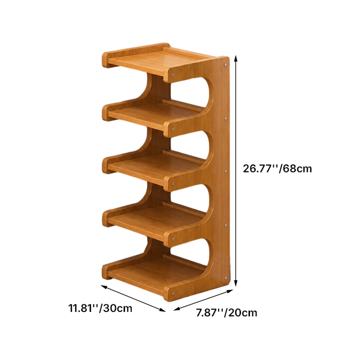 Contemporary Scandinavian Rectangular Nan Bamboo Medium-Density Fiberboard Storage Shelf Shoe Storage 2/3/4/5/6-Tier For Entryways &amp; Living Room