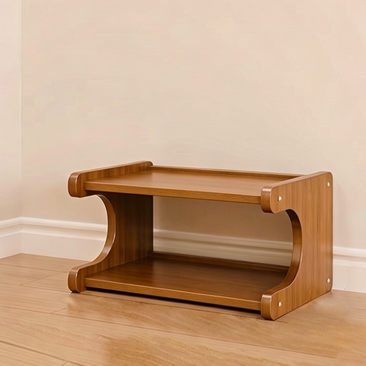 Contemporary Scandinavian Rectangular Nan Bamboo Medium-Density Fiberboard Storage Shelf Shoe Storage 2/3/4/5/6-Tier For Entryways &amp; Living Room