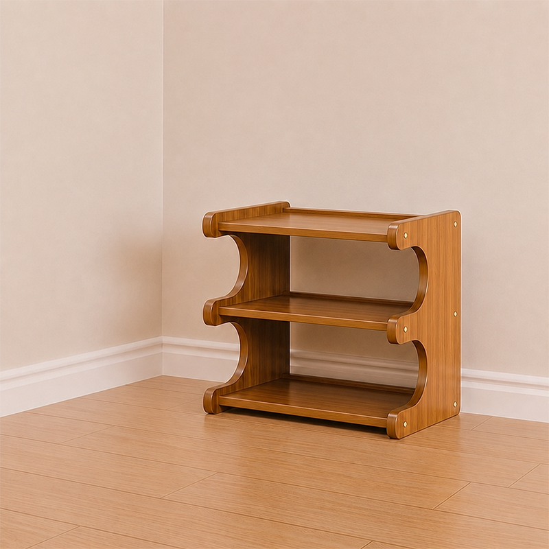 Contemporary Scandinavian Rectangular Nan Bamboo Medium-Density Fiberboard Storage Shelf Shoe Storage 2/3/4/5/6-Tier For Entryways &amp; Living Room