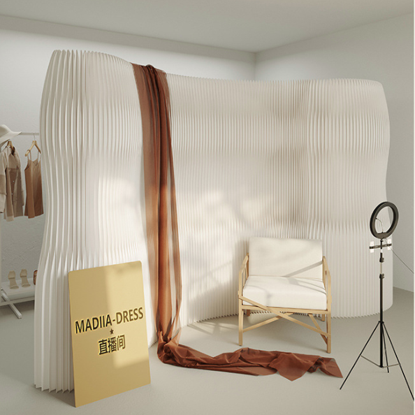 Moderner Art Deco rechteckiger gebogener Kraftpapier-Acryl faltbarer Raumteiler für Wohnzimmer 