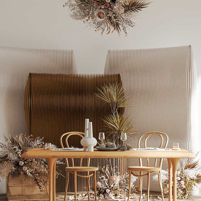 Moderner Art Deco rechteckiger gebogener Kraftpapier-Acryl faltbarer Raumteiler für Wohnzimmer 